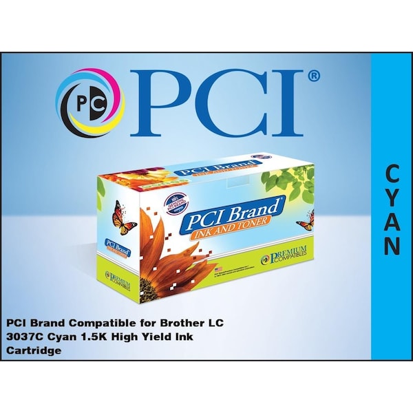 Pci Compatible Brother LC3037C Cyan Ink for Brother MFCJ5845, MFCJ5945, MFCJ6545, MFCJ6945, J6945DW LC3037C-PCI - main